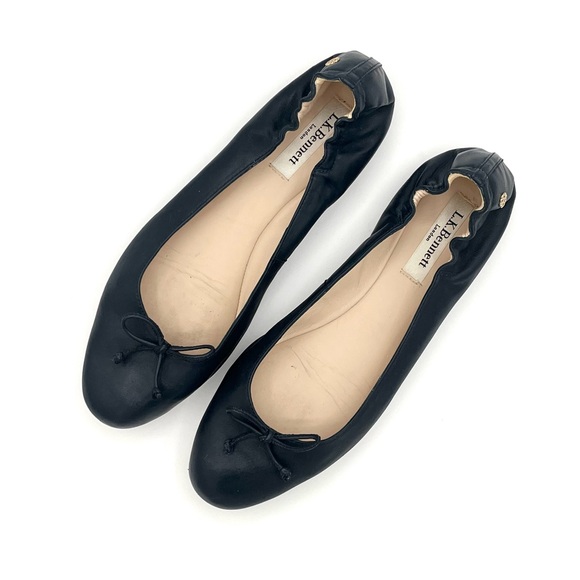 L.K Bennett Thea leather ballet flats Navy blue minimalist slip on shoes size 8 - Picture 4 of 13